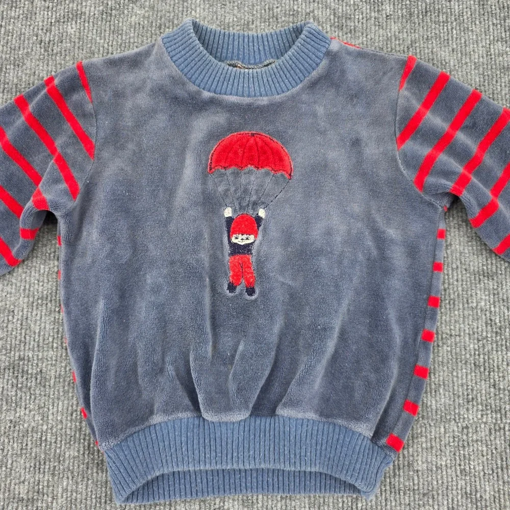 Vintage Creation Stummer Austria Velour 3pc Set Blue Red Parachute Toddler 4Y